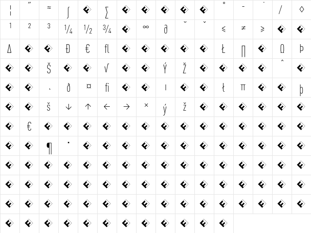 DINCond-LightExpert Regular  glyph index