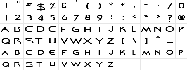 ZenonExtended Regular  glyph index