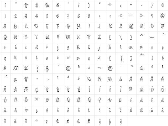 DTC Brody M08 Regular  glyph index