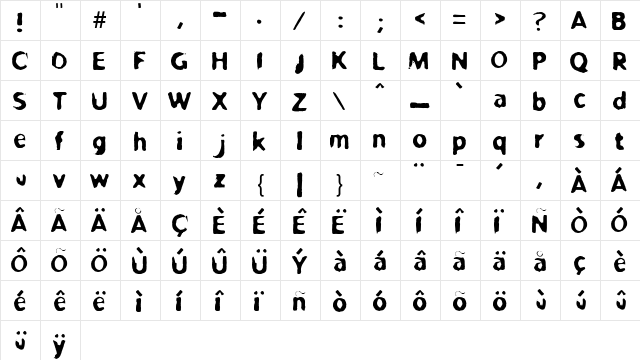 BlueApplet Regular  glyph index