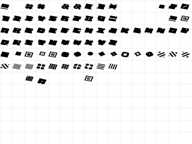 QUBE WIDE ITALIC  glyph index