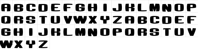 Bumbastika Regular  glyph index