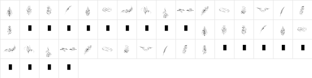 Penmanship Feathers Regular  glyph index