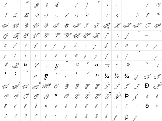 Engaged Normal  glyph index