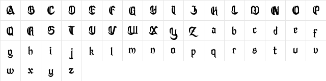 Blowiz Regular  glyph index
