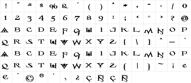 5AM Melfina Regular  glyph index