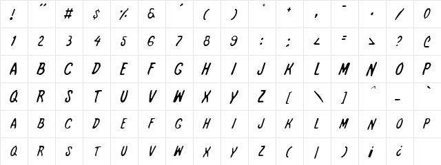 International Super Hero Light Light  glyph index