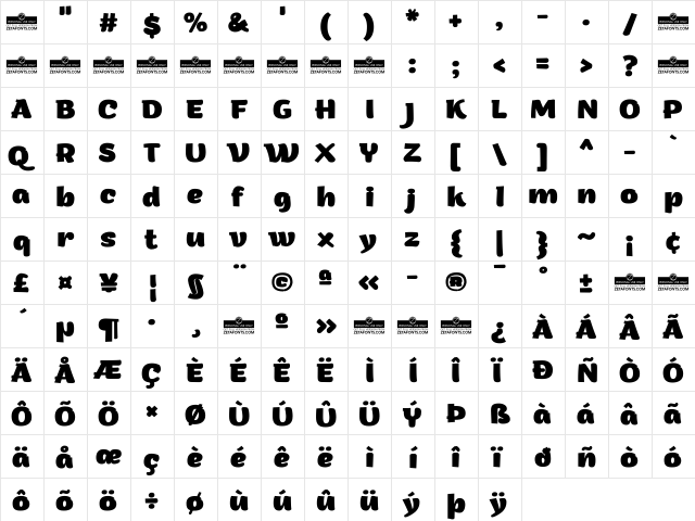 Arturo Trial ExtraBold  glyph index
