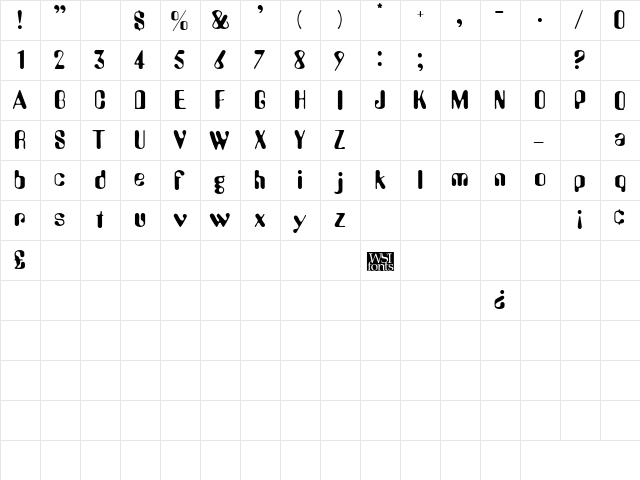 Urkle Regular  glyph index
