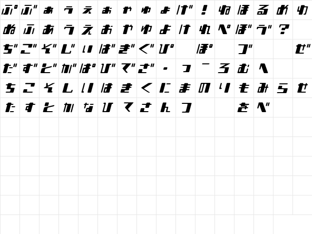Shear 15_H Regular  glyph index