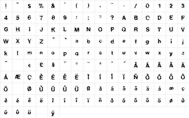 LowerWestSide Regular  glyph index