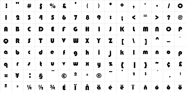 Blippo Normal  glyph index