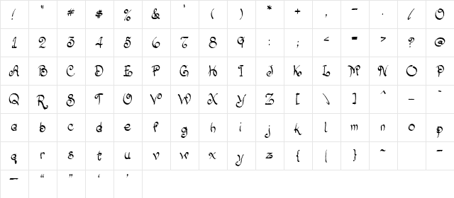 LD Formal Regular  glyph index
