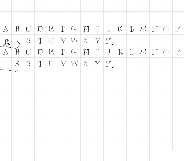 NewFont Regular  glyph index