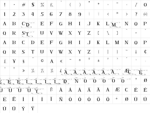 DALMANTI Regular  glyph index