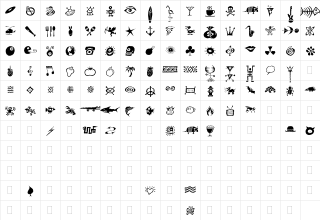 DF Fresh Symbols Regular  glyph index