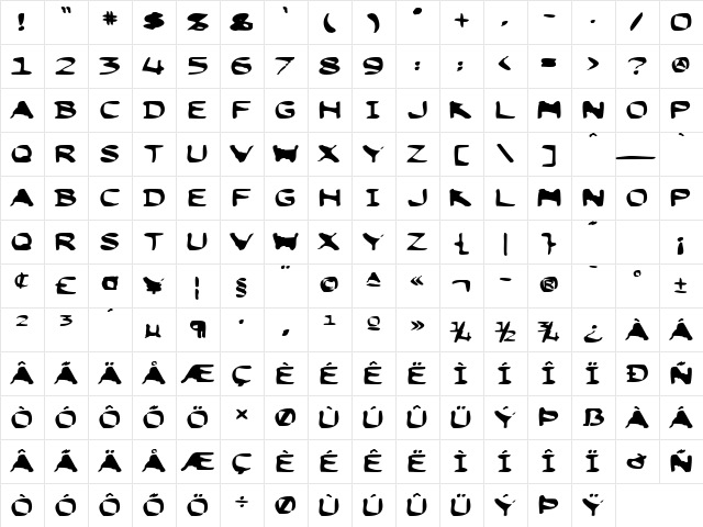 Thumtax ICG Regular  glyph index