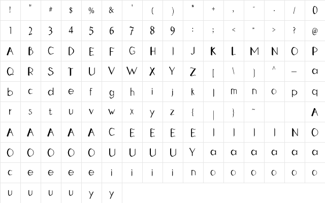 Double Tap Regular  glyph index