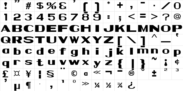NPS 1935 Regular  glyph index