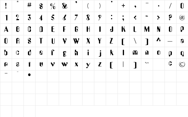 WedoSSK Bold  glyph index