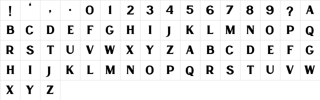 Lancaste Serif Demo Regular  glyph index