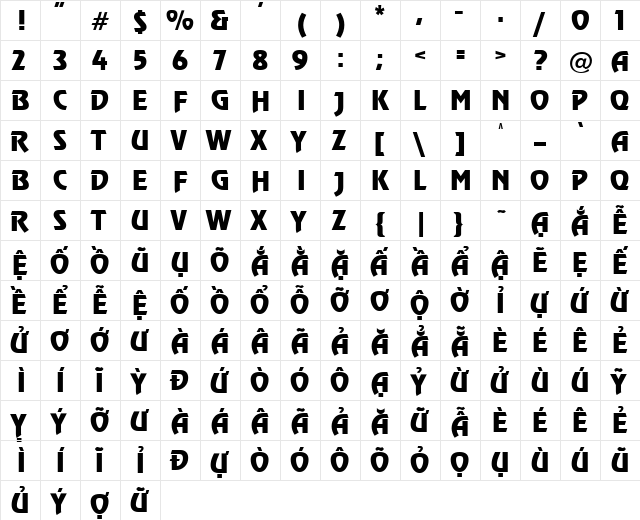 VI Phu Dung Hoa Medium  glyph index