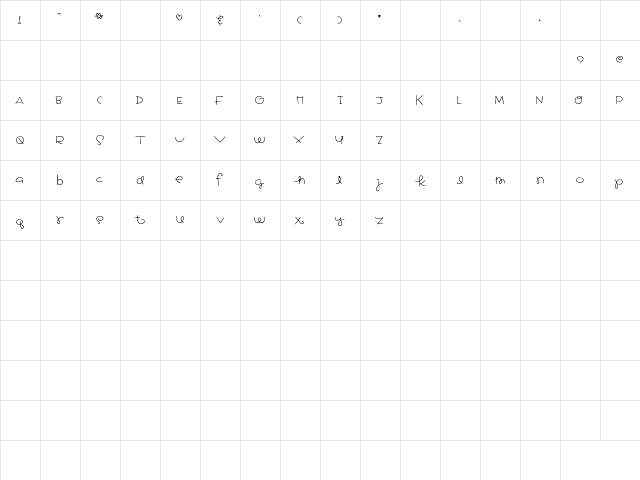 Dreamed About You Regular  glyph index