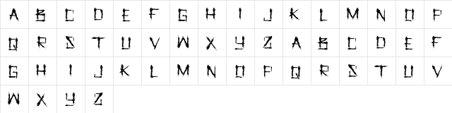 Let us Pray Regular  glyph index