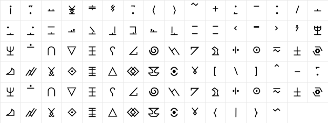 TheCalling Regular  glyph index