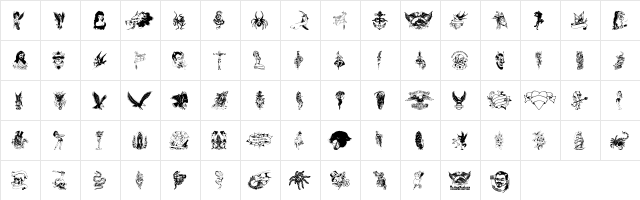 TattooParlour Regular  glyph index