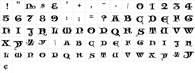 LHF Henderson Church Regular  glyph index