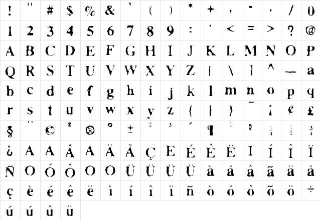 Facsimiled Light  glyph index
