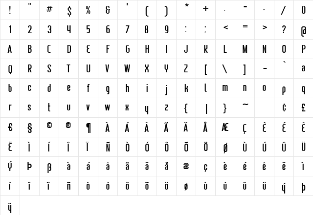MedRegular Regular  glyph index