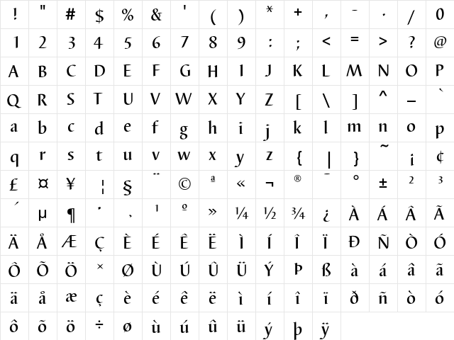 BarbedorEF Medium  glyph index