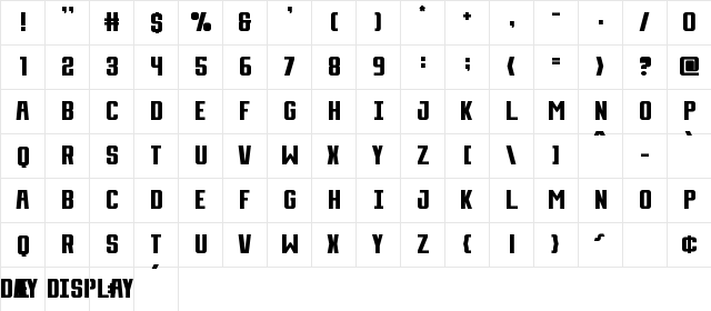 Day Display Regular  glyph index