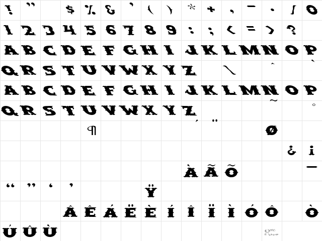 Saloon Ext Wd Lefti Regular  glyph index