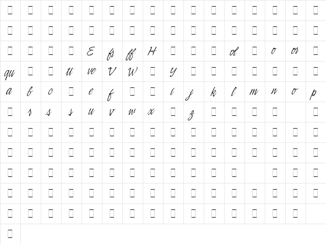 Indy Italic Alt LET Plain  glyph index
