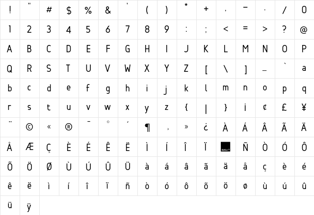 Min One  glyph index