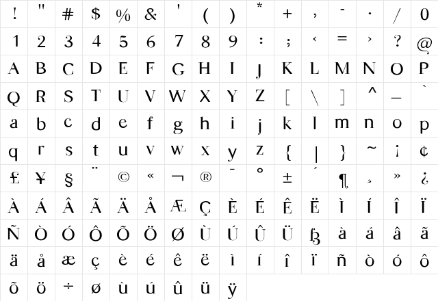 Leash Regular  glyph index