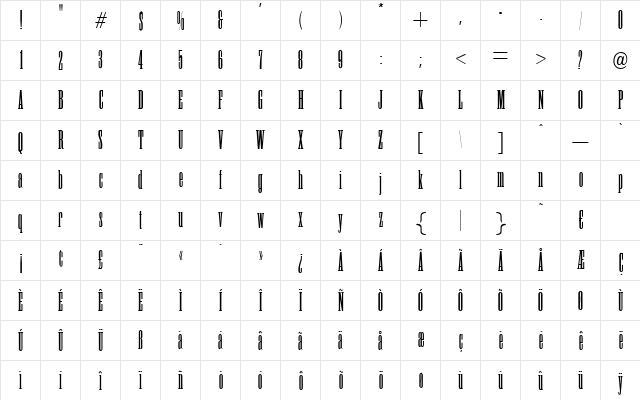 Suffolk Regular  glyph index