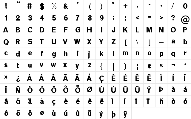 Maximum Impact Regular  glyph index