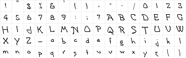 Calamari Regular  glyph index