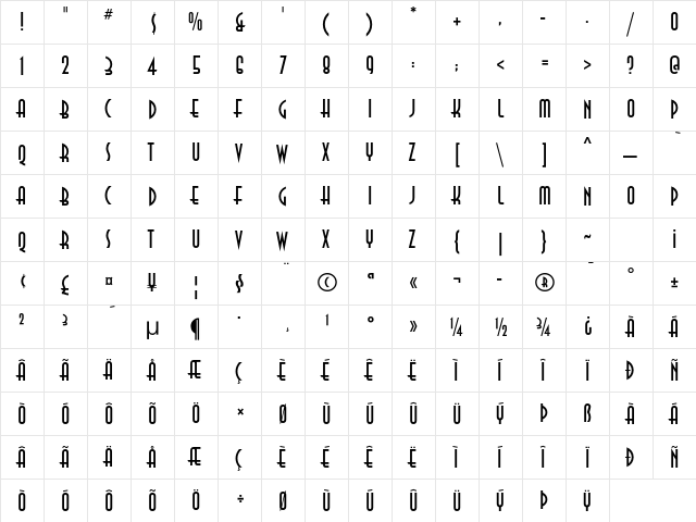 Anna ITC Std Regular  glyph index