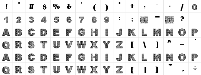 BinnerD Regular  glyph index