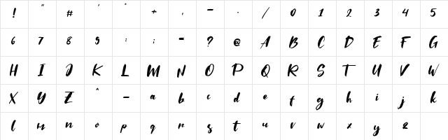 Saltino Regular  glyph index