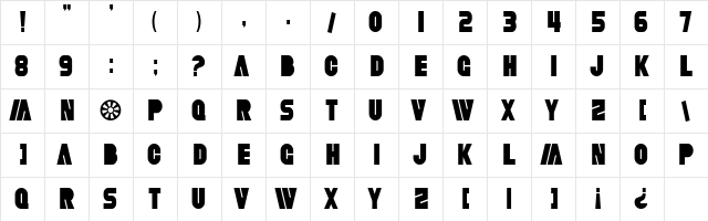 SF Fortune Wheel Condensed Regular  glyph index