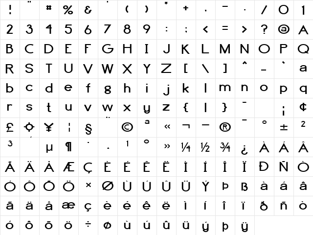 Highball-Extended Normal  glyph index