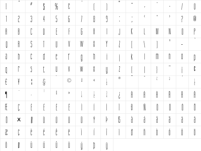 GiottoFLF Regular  glyph index