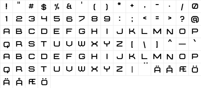 Requesta Regular  glyph index