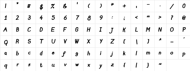 Trilok BoldItalic  glyph index